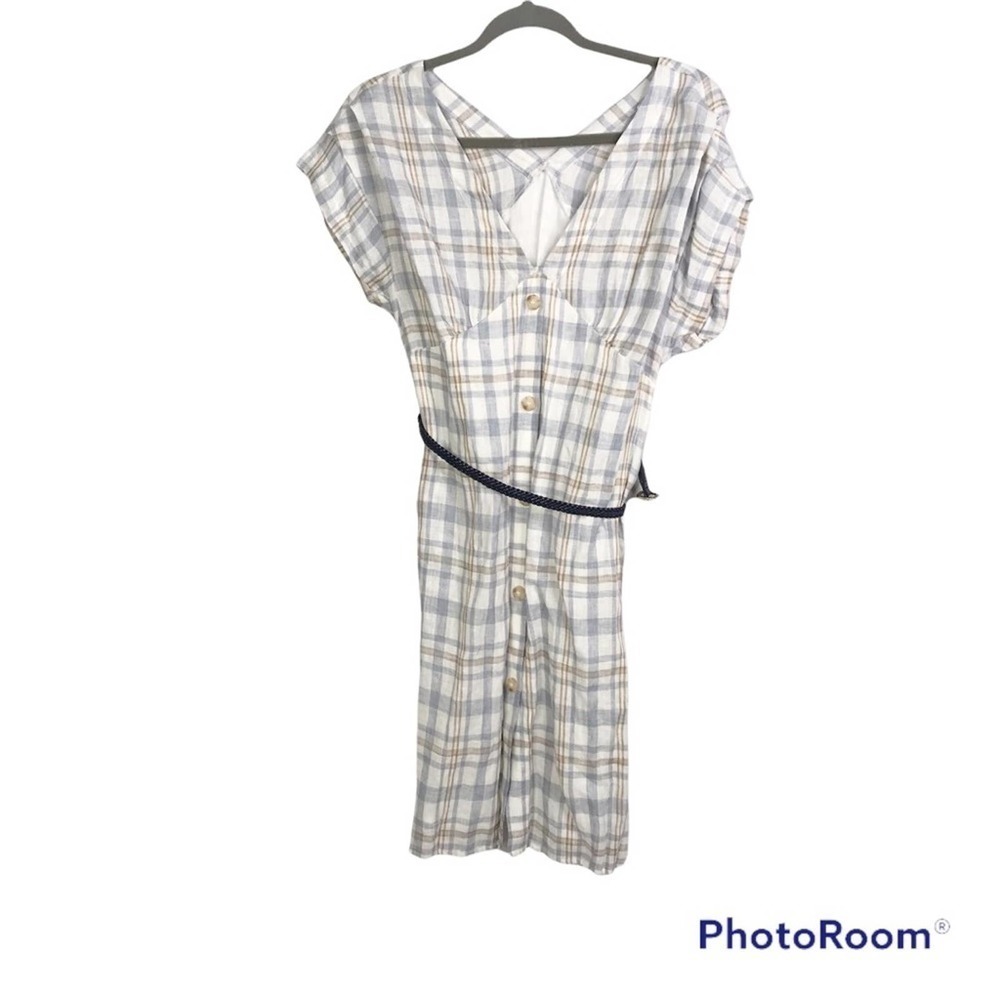 See U Soon gingham plaid printed belted dress size S NWT